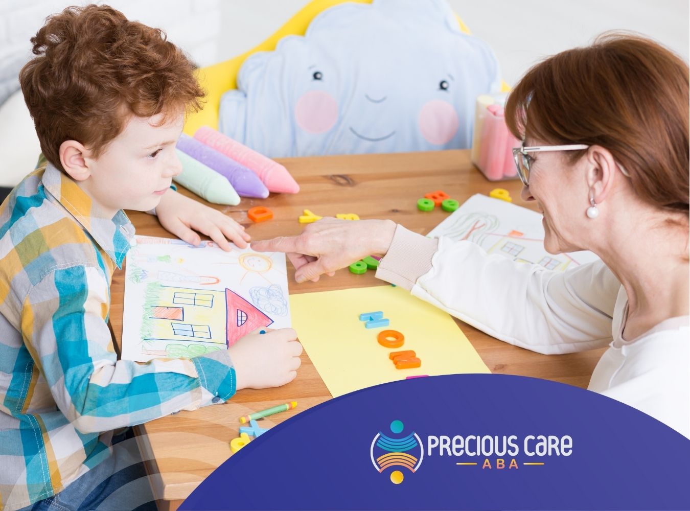 kids learn behavior therapy with his aba therapist